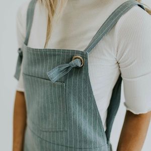Roolee Pinstripe Overall Dress Light Blue with Pockets